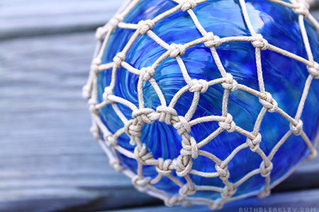 Look what I made today! A hand tied glass fishing float net