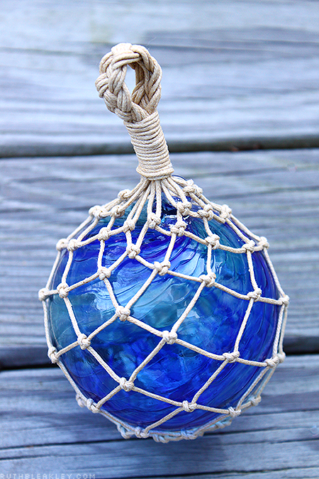 Look what I made today! A hand tied glass fishing float net